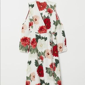 NWT H&M Floral Open Shoulder Wrap Dress Sz8